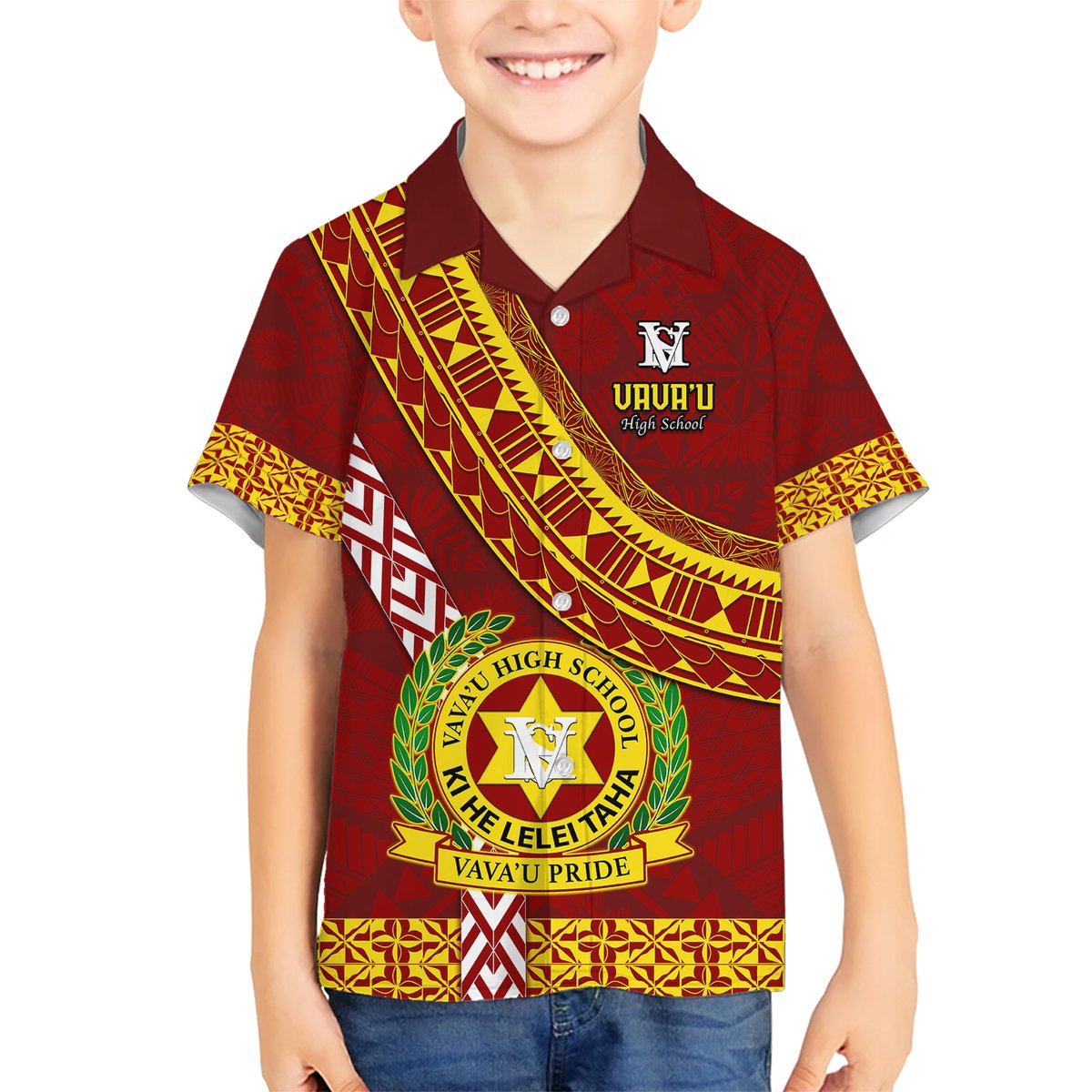 Custom Vavau High School Hawaiian Shirt Tongan Kupesi Pattern LT05 - Polynesian Pride