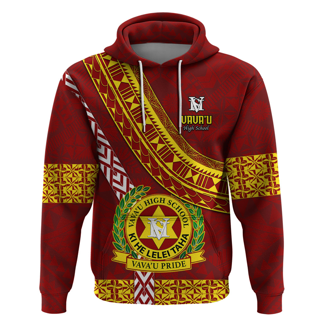 Custom Vavau High School Hoodie Tongan Kupesi Pattern LT05 Pullover Hoodie Red - Polynesian Pride