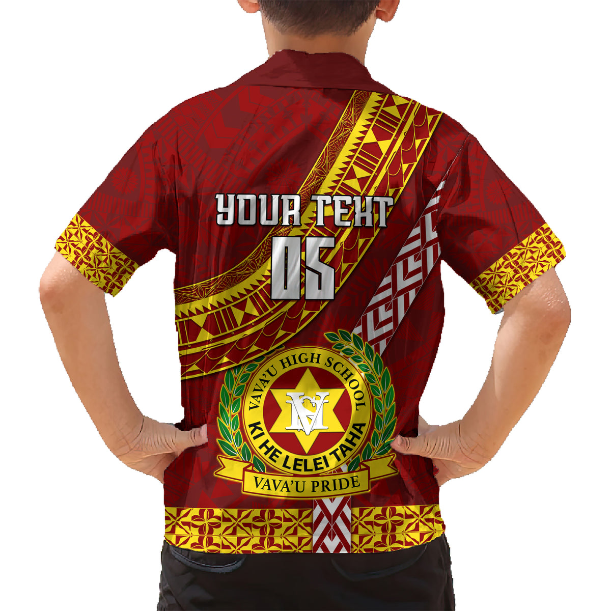 Custom Vavau High School Kid Hawaiian Shirt Tongan Kupesi Pattern LT05 - Polynesian Pride