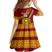 Custom Vavau High School Kid Short Sleeve Dress Tongan Kupesi Pattern LT05 - Polynesian Pride