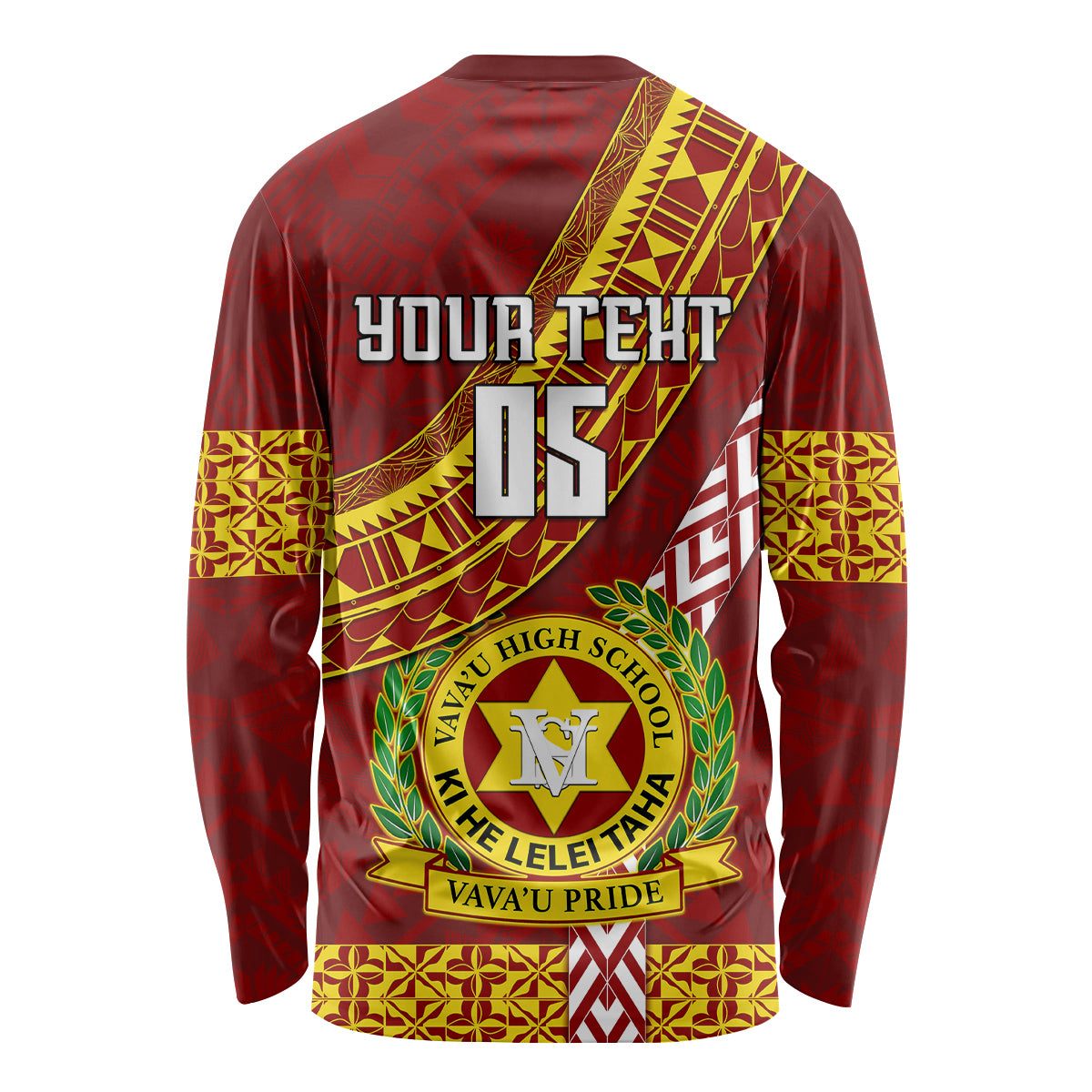 Custom Vavau High School Long Sleeve Shirt Tongan Kupesi Pattern LT05 - Polynesian Pride