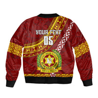 Custom Vavau High School Sleeve Zip Bomber Jacket Tongan Kupesi Pattern LT05 - Polynesian Pride