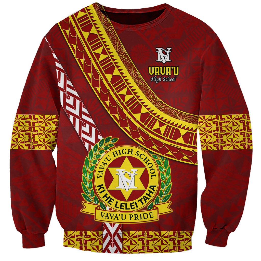 Custom Vavau High School Sweatshirt Tongan Kupesi Pattern LT05 Unisex Red - Polynesian Pride