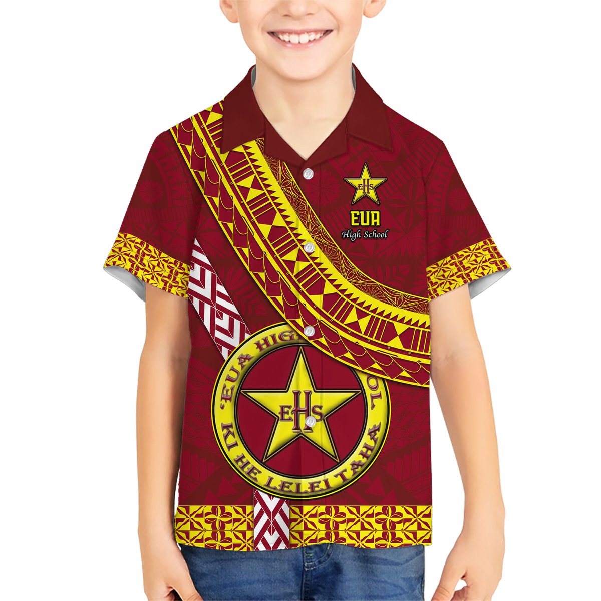 Custom Eua High School Hawaiian Shirt Tongan Kupesi Pattern LT05 - Polynesian Pride
