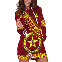 Custom Eua High School Hoodie Dress Tongan Kupesi Pattern LT05 Red - Polynesian Pride
