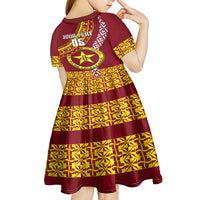 Custom Eua High School Kid Short Sleeve Dress Tongan Kupesi Pattern LT05 - Polynesian Pride