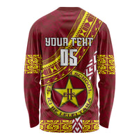 Custom Eua High School Long Sleeve Shirt Tongan Kupesi Pattern LT05 - Polynesian Pride