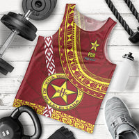 Custom Eua High School Men Tank Top Tongan Kupesi Pattern LT05 Red - Polynesian Pride