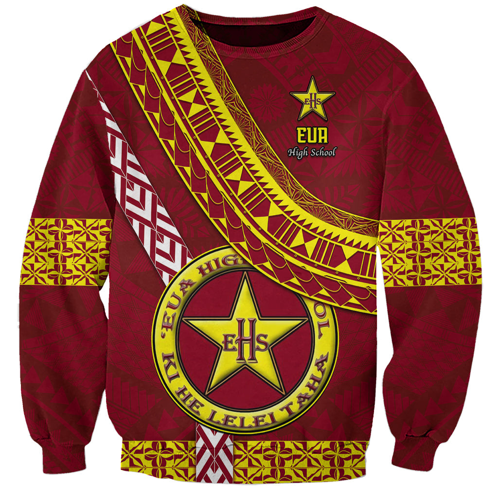 Custom Eua High School Sweatshirt Tongan Kupesi Pattern LT05 Unisex Red - Polynesian Pride