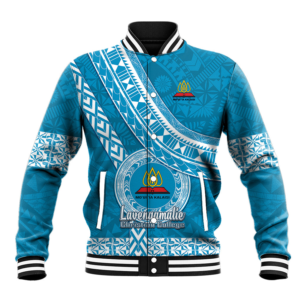 Custom Lavengamalie College Baseball Jacket Tongan Kupesi Pattern LT05 Unisex Blue - Polynesian Pride