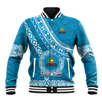 Custom Lavengamalie College Baseball Jacket Tongan Kupesi Pattern LT05 Unisex Blue - Polynesian Pride