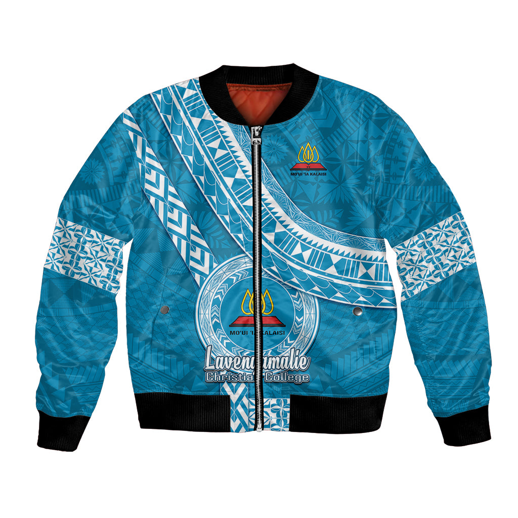Custom Lavengamalie College Bomber Jacket Tongan Kupesi Pattern LT05 Unisex Blue - Polynesian Pride