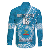 Custom Lavengamalie College Family Matching Off Shoulder Long Sleeve Dress and Hawaiian Shirt Tongan Kupesi Pattern LT05 - Polynesian Pride