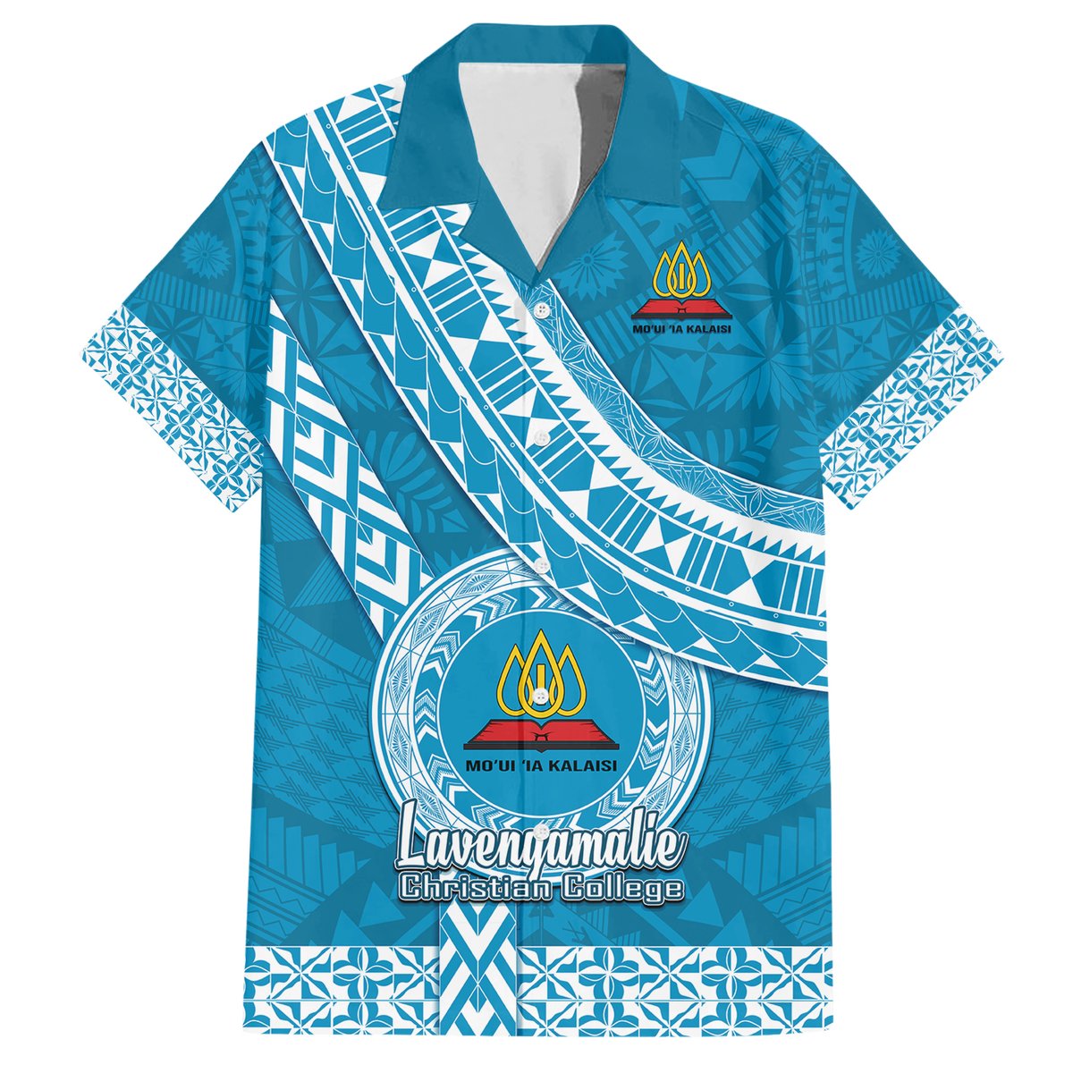 Custom Lavengamalie College Hawaiian Shirt Tongan Kupesi Pattern LT05 Blue - Polynesian Pride