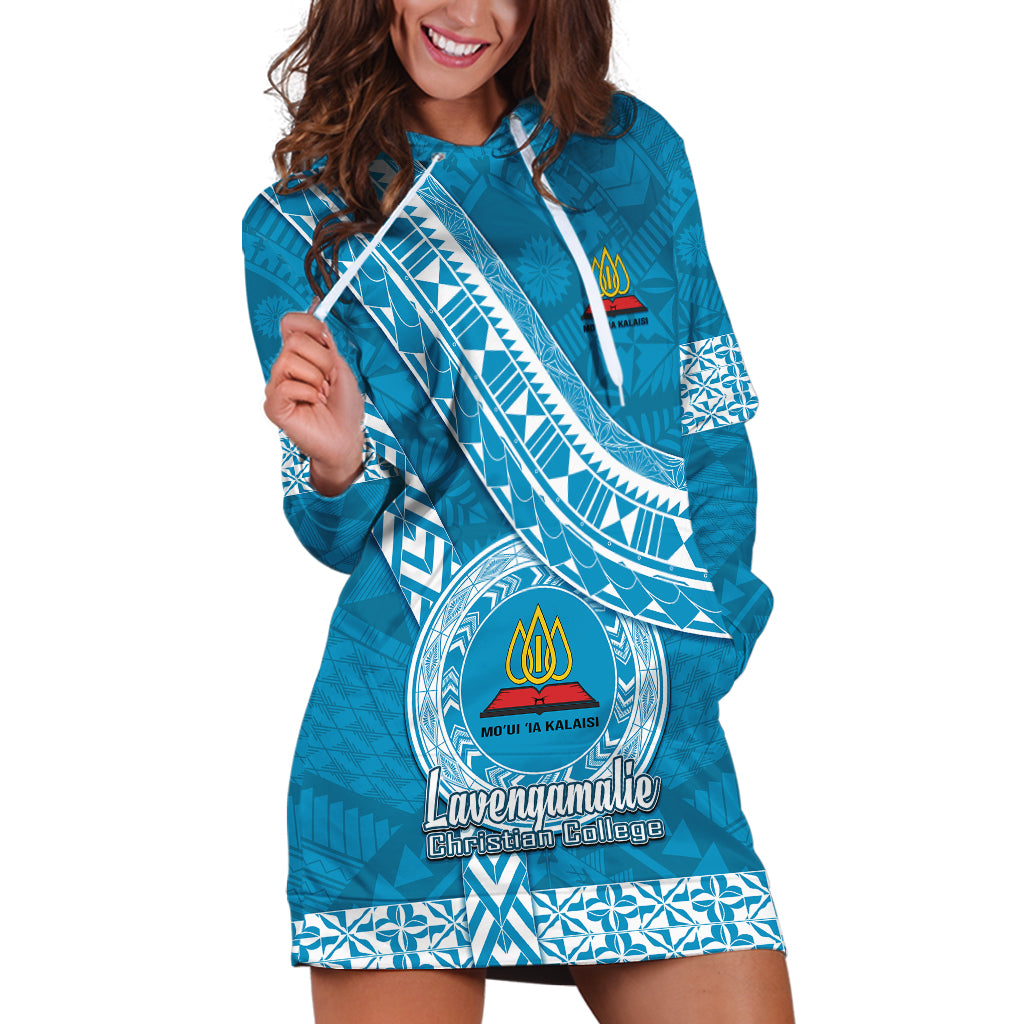 Custom Lavengamalie College Hoodie Dress Tongan Kupesi Pattern LT05 Blue - Polynesian Pride