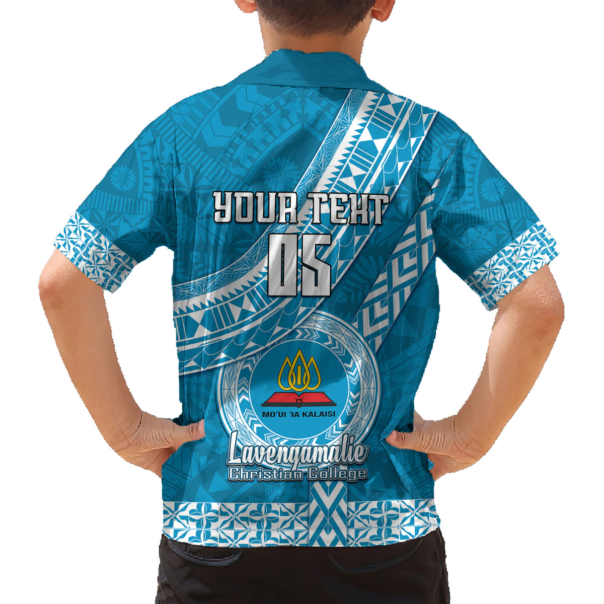 Custom Lavengamalie College Kid Hawaiian Shirt Tongan Kupesi Pattern LT05 - Polynesian Pride