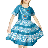 Custom Lavengamalie College Kid Short Sleeve Dress Tongan Kupesi Pattern LT05 - Polynesian Pride