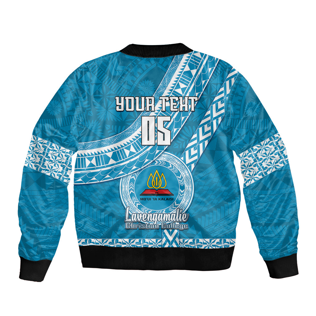 Custom Lavengamalie College Sleeve Zip Bomber Jacket Tongan Kupesi Pattern LT05 - Polynesian Pride