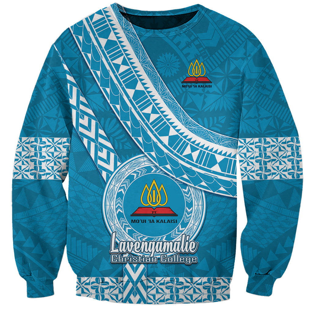 Custom Lavengamalie College Sweatshirt Tongan Kupesi Pattern LT05 Unisex Blue - Polynesian Pride
