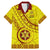 Custom Tonga High School Family Matching Mermaid Dress and Hawaiian Shirt Tongan Kupesi Pattern LT05 Dad's Shirt - Short Sleeve Yellow - Polynesian Pride