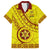 Custom Tonga High School Family Matching Off Shoulder Long Sleeve Dress and Hawaiian Shirt Tongan Kupesi Pattern LT05 Dad's Shirt - Short Sleeve Yellow - Polynesian Pride