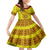 Custom Tonga High School Family Matching Puletasi Dress and Hawaiian Shirt Tongan Kupesi Pattern LT05 Daughter's Dress Yellow - Polynesian Pride