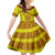 Custom Tonga High School Family Matching Short Sleeve Bodycon Dress and Hawaiian Shirt Tongan Kupesi Pattern LT05 Daughter's Dress Yellow - Polynesian Pride