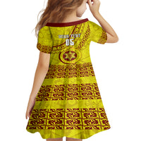 Custom Tonga High School Kid Short Sleeve Dress Tongan Kupesi Pattern LT05 - Polynesian Pride