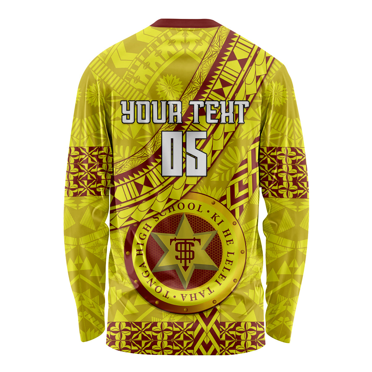 Custom Tonga High School Long Sleeve Shirt Tongan Kupesi Pattern LT05 - Polynesian Pride