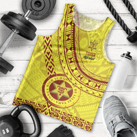 Custom Tonga High School Men Tank Top Tongan Kupesi Pattern LT05 Yellow - Polynesian Pride