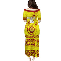 Custom Tonga High School Puletasi Tongan Kupesi Pattern LT05 - Polynesian Pride