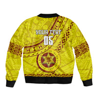 Custom Tonga High School Sleeve Zip Bomber Jacket Tongan Kupesi Pattern LT05 - Polynesian Pride