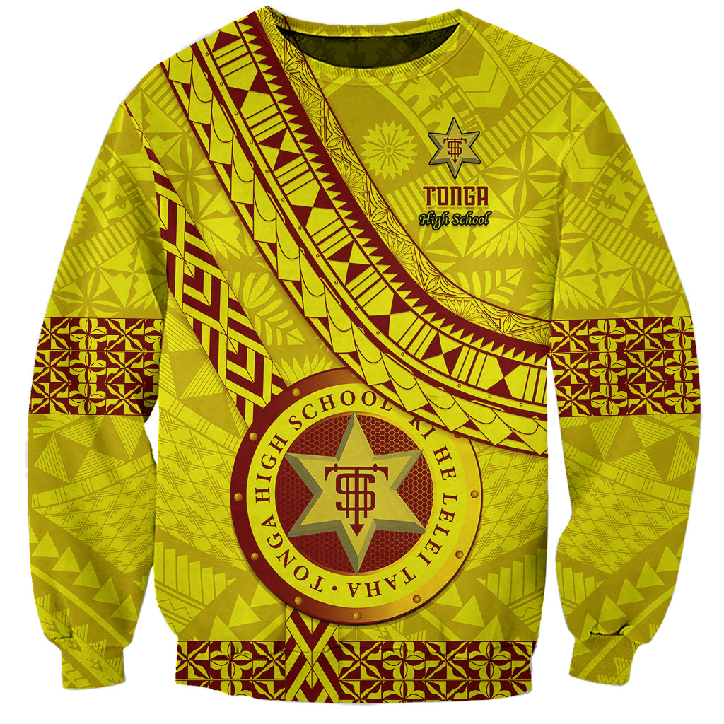 Custom Tonga High School Sweatshirt Tongan Kupesi Pattern LT05 Unisex Yellow - Polynesian Pride