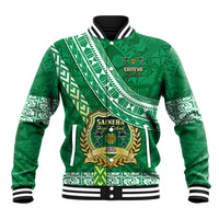 Custom Saineha High School Baseball Jacket Tongan Kupesi Pattern LT05 Unisex Green - Polynesian Pride