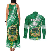 Custom Saineha High School Couples Matching Tank Maxi Dress and Long Sleeve Button Shirts Tongan Kupesi Pattern LT05 - Polynesian Pride