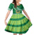 Custom Saineha High School Family Matching Off Shoulder Long Sleeve Dress and Hawaiian Shirt Tongan Kupesi Pattern LT05 Daughter's Dress Green - Polynesian Pride