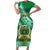 Custom Saineha High School Family Matching Short Sleeve Bodycon Dress and Hawaiian Shirt Tongan Kupesi Pattern LT05 Mom's Dress Green - Polynesian Pride