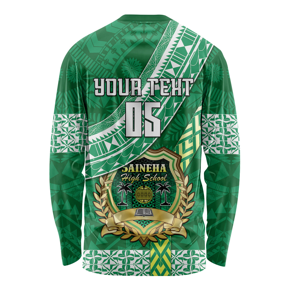Custom Saineha High School Long Sleeve Shirt Tongan Kupesi Pattern LT05 - Polynesian Pride