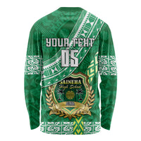 Custom Saineha High School Long Sleeve Shirt Tongan Kupesi Pattern LT05 - Polynesian Pride