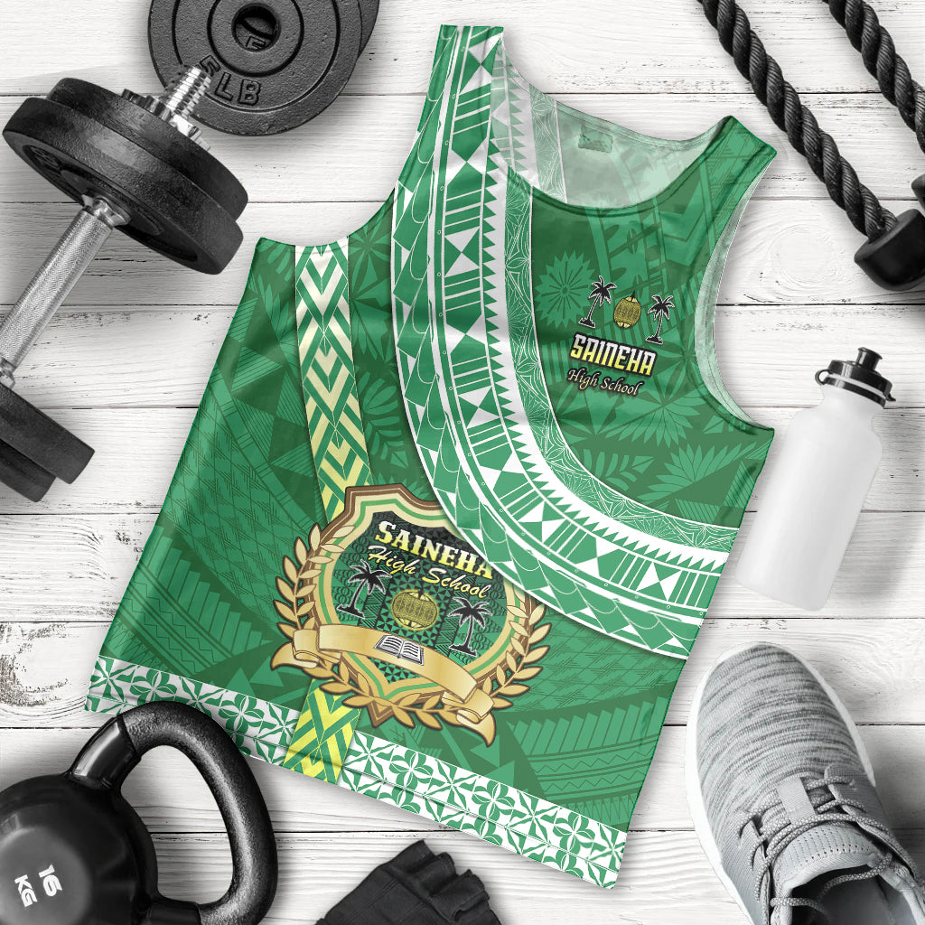 Custom Saineha High School Men Tank Top Tongan Kupesi Pattern LT05 Green - Polynesian Pride