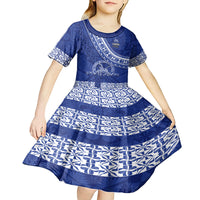 Custom Tupou College Kid Short Sleeve Dress Tongan Kupesi Pattern LT05 - Polynesian Pride