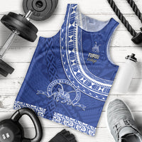 Custom Tupou College Men Tank Top Tongan Kupesi Pattern LT05 Blue - Polynesian Pride
