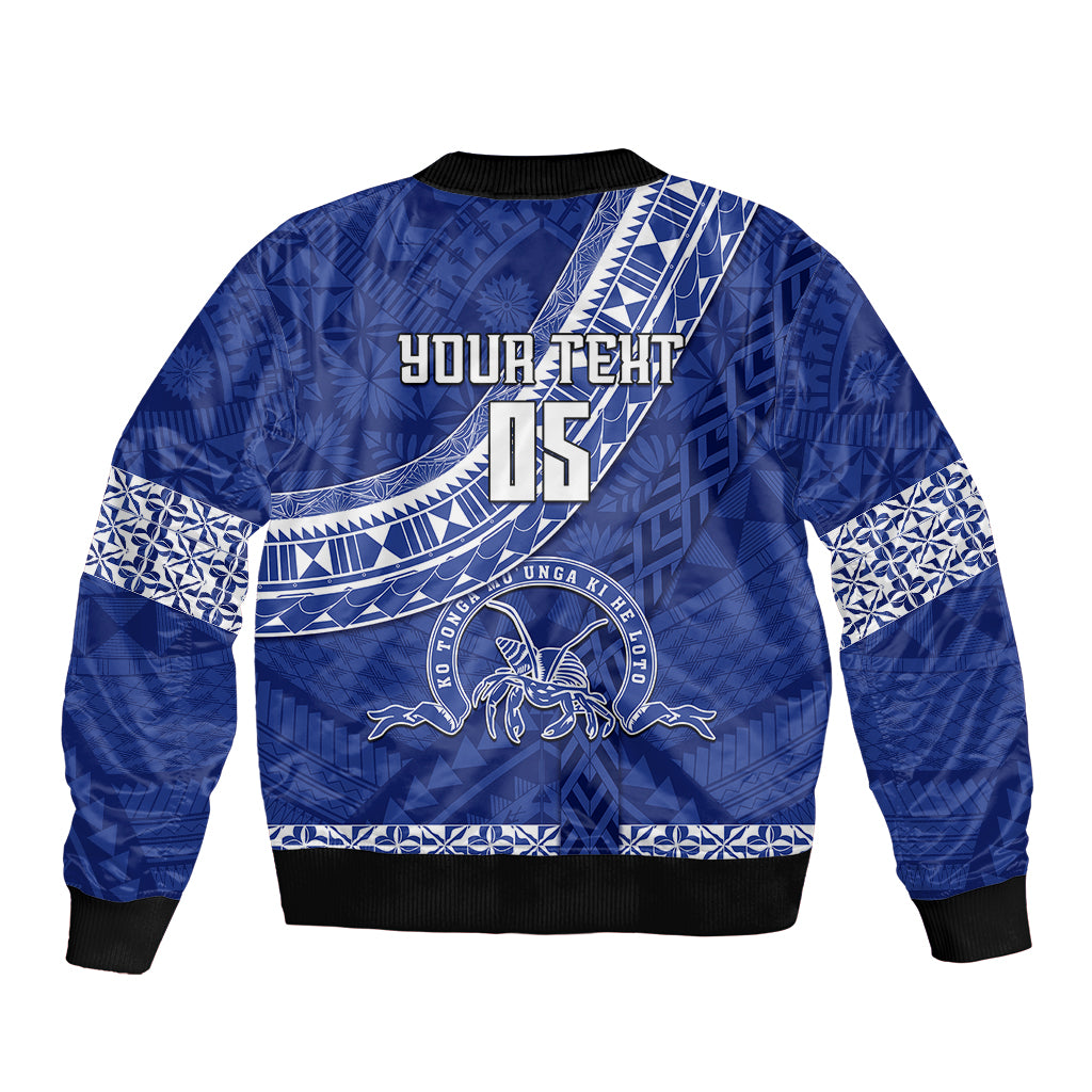 Custom Tupou College Sleeve Zip Bomber Jacket Tongan Kupesi Pattern LT05 - Polynesian Pride