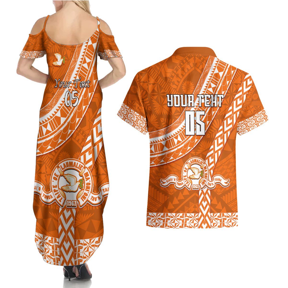 Custom Tailulu College Couples Matching Summer Maxi Dress and Hawaiian Shirt Tongan Kupesi Pattern LT05 - Polynesian Pride