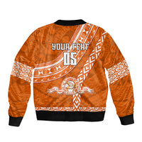 Custom Tailulu College Sleeve Zip Bomber Jacket Tongan Kupesi Pattern LT05 - Polynesian Pride