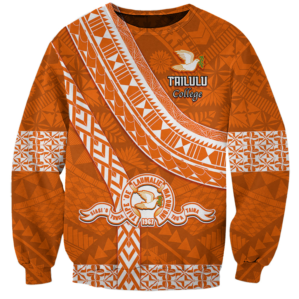 Custom Tailulu College Sweatshirt Tongan Kupesi Pattern LT05 Unisex Orange - Polynesian Pride