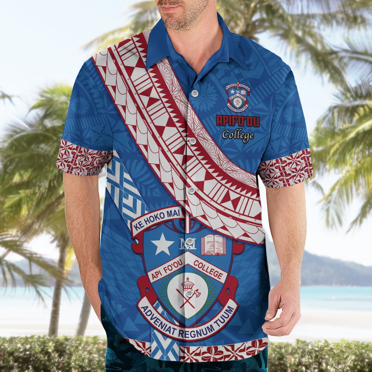 Custom Apifoou College Hawaiian Shirt Tongan Kupesi Pattern LT05 - Polynesian Pride