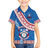 Custom Apifoou College Kid Hawaiian Shirt Tongan Kupesi Pattern LT05 Kid Blue - Polynesian Pride