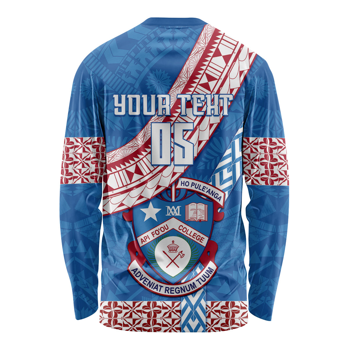 Custom Apifoou College Long Sleeve Shirt Tongan Kupesi Pattern LT05 - Polynesian Pride