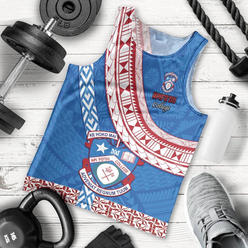 Custom Apifoou College Men Tank Top Tongan Kupesi Pattern LT05 Blue - Polynesian Pride